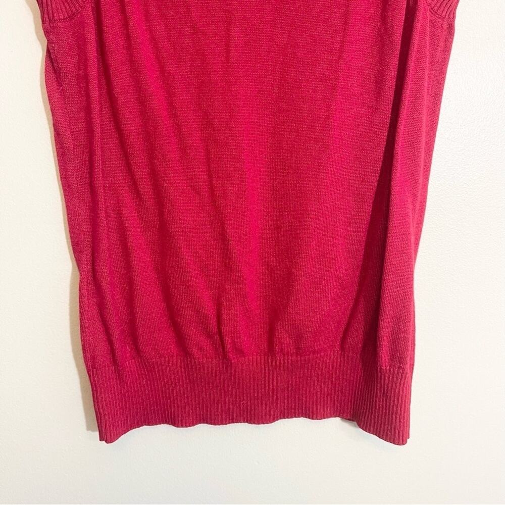 Express Womens V-Neck Sleeveless Ribbed Trim Knit Pullover Sweater Red Large - Picture 9 of 12